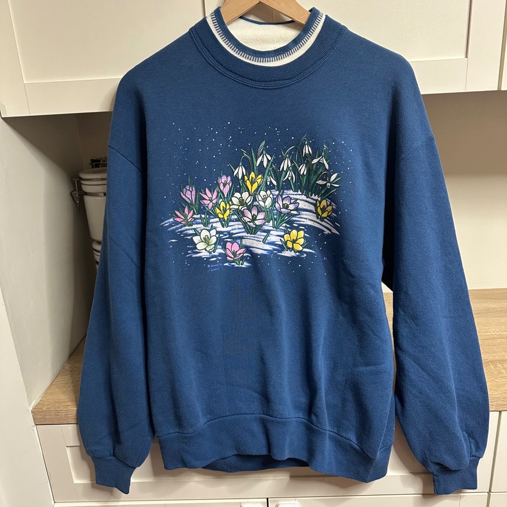 Vintage Morning Sun 90s Floral Crewneck Sweatshirt US L Retro Grandmacore USA